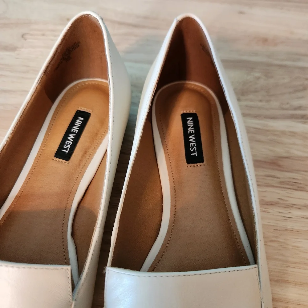 Nine West Elegant Cream Leather‎ Upper Loafers Flats for Women WNABAY, Size 8.5